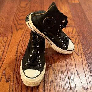 Converse Chuck Taylor All Star Hi Top Black Leather Sneakers Mens 3 Women's 5